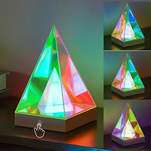 3D Pyramid Acrylic Touch Lamp – Color-Changing Decorative Lamp