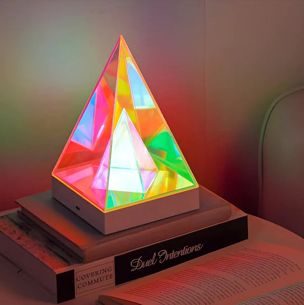 3D Pyramid Acrylic Touch Lamp – Color-Changing Decorative Lamp