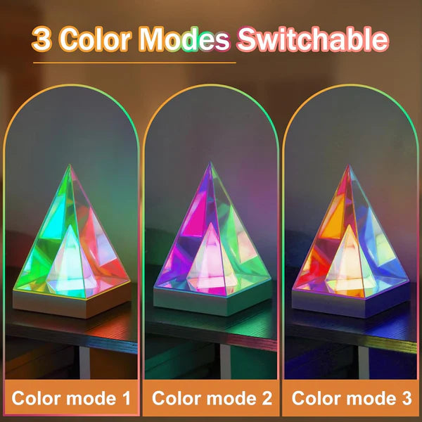 3D Pyramid Acrylic Touch Lamp – Color-Changing Decorative Lamp