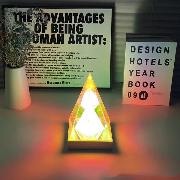 3D Pyramid Acrylic Touch Lamp – Color-Changing Decorative Lamp