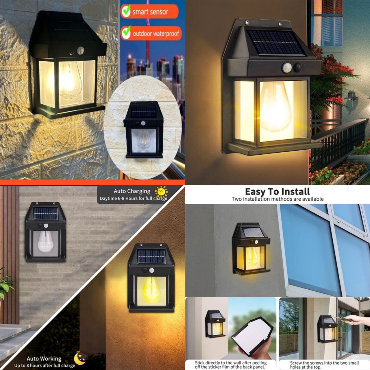 Solar Wall Lights , Outdoor Motion Sensor , Auto Chargeable Exterior LED (BUY 1 GET 1 FREE)