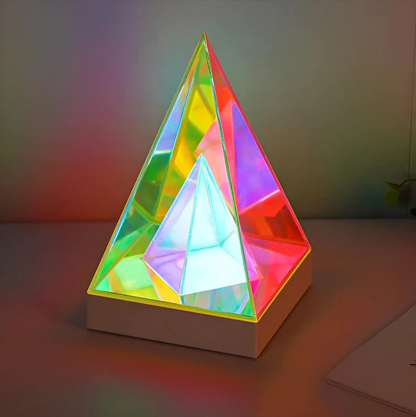 3D Pyramid Acrylic Touch Lamp – Color-Changing Decorative Lamp