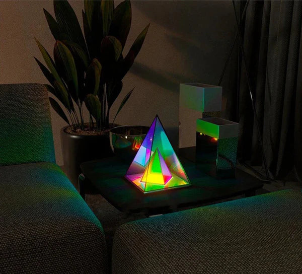 3D Pyramid Acrylic Touch Lamp – Color-Changing Decorative Lamp