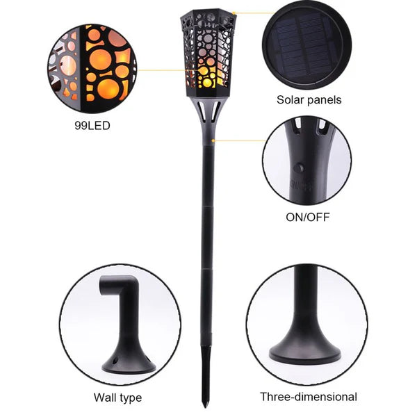 Solar Hexagon Torch Light Flame (Warm White)