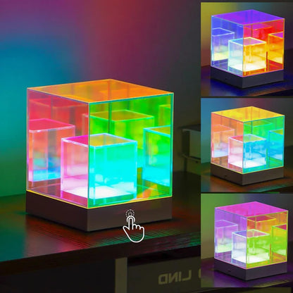 3D Art Cube Touch Lamp – Color Changing & Dimmable
