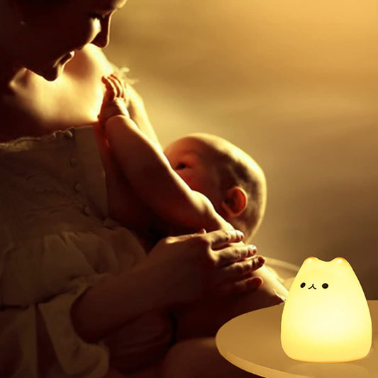 Kitty Night Lamp for Kids, Cat Night Lamp, 7 Color Cute Silicone Lamp, Room Decor, USB Rechargeable, Cute Silicone Cat lamp LED Multicolor Gifts for Baby, Children, Teen Girls