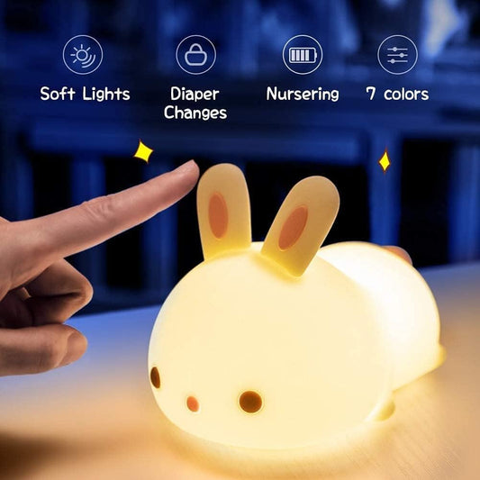 Cute Silicone Bunny Led Night Light, Squishy Lamp for Kids