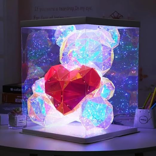 LED Teddy Bear Holding a Red Heart