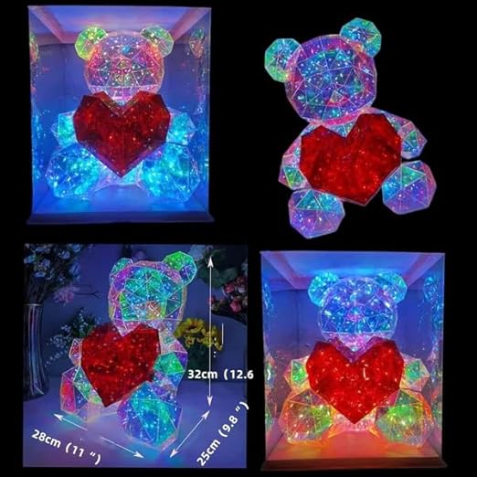 LED Teddy Bear Holding a Red Heart