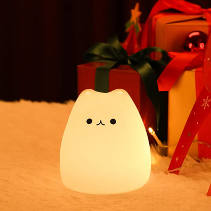 Kitty Night Lamp for Kids, Cat Night Lamp, 7 Color Cute Silicone Lamp, Room Decor, USB Rechargeable, Cute Silicone Cat lamp LED Multicolor Gifts for Baby, Children, Teen Girls