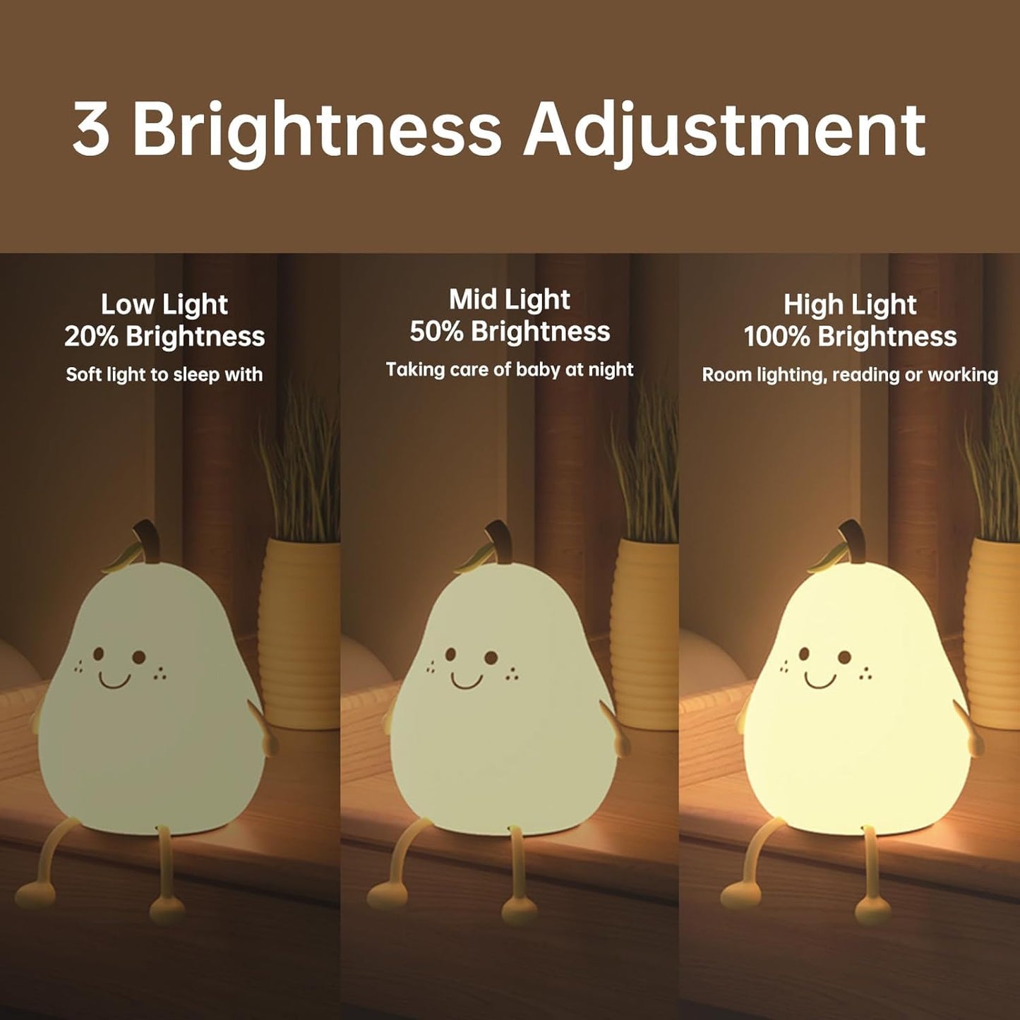 Silicone Pear Night Light for Kids