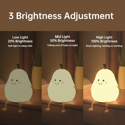 Silicone Pear Night Light for Kids