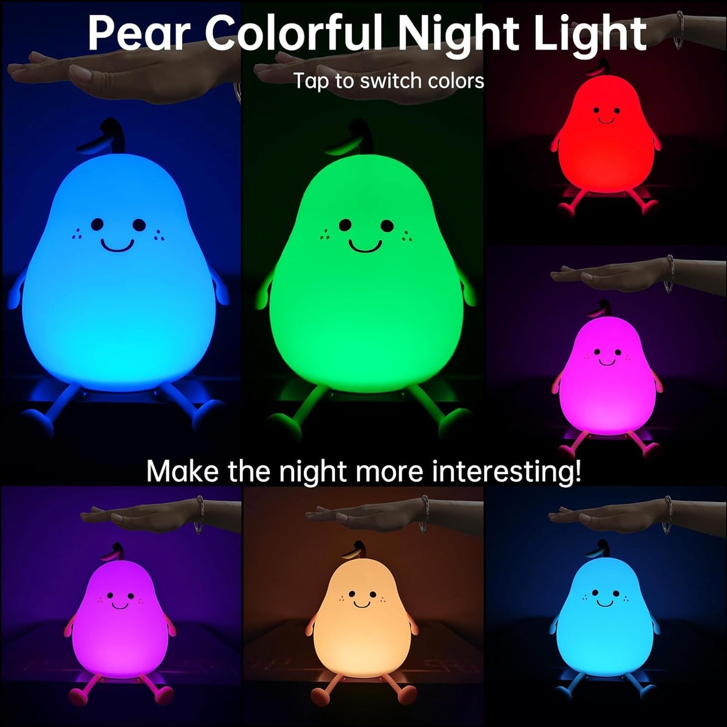 Silicone Pear Night Light for Kids
