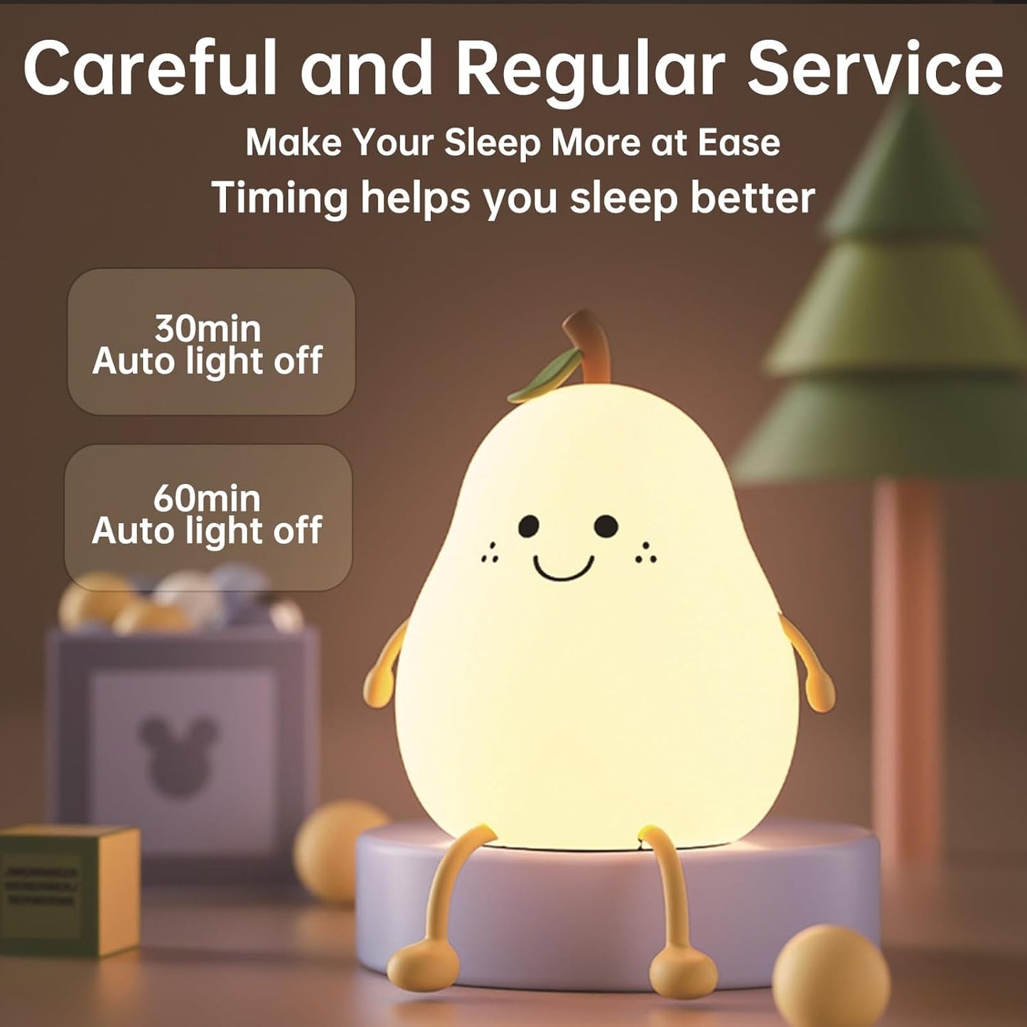 Silicone Pear Night Light for Kids