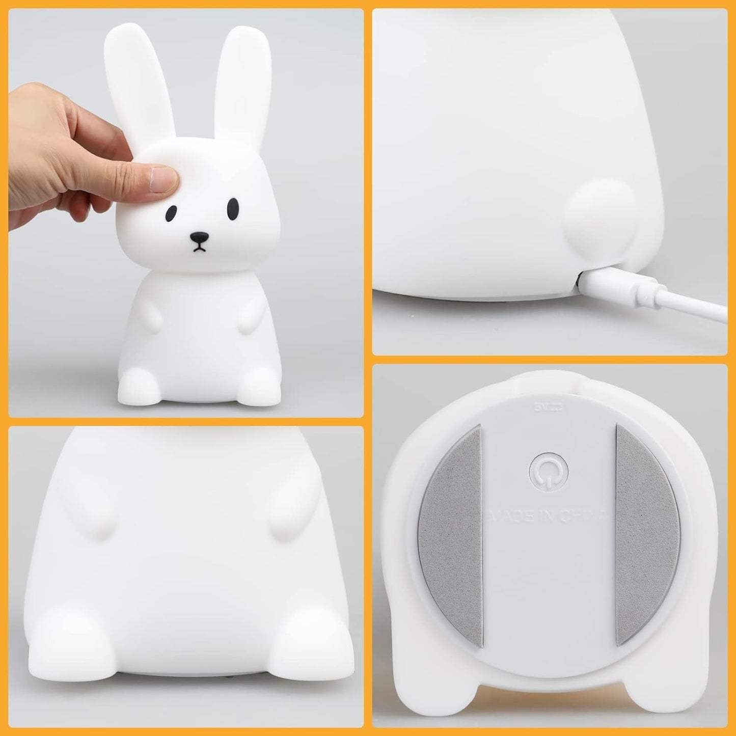 Silicone Cute Bunny Nursery Led Night Light Lamp For Baby Kids