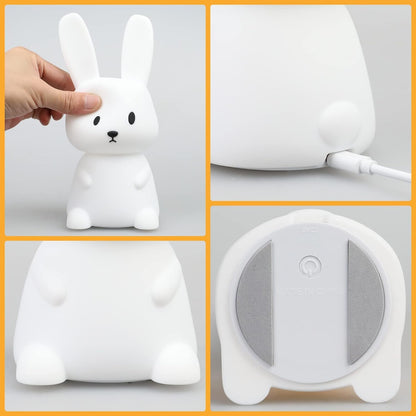 Silicone Cute Bunny Nursery Led Night Light Lamp For Baby Kids