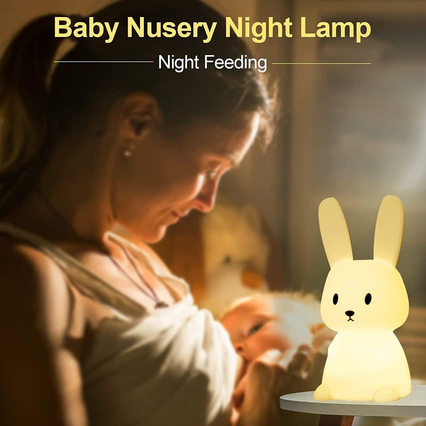 Silicone Cute Bunny Nursery Led Night Light Lamp For Baby Kids