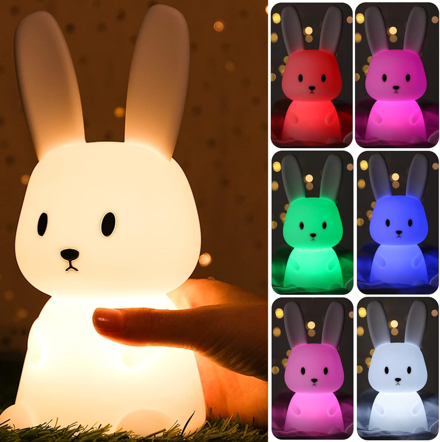 Silicone Cute Bunny Nursery Led Night Light Lamp For Baby Kids