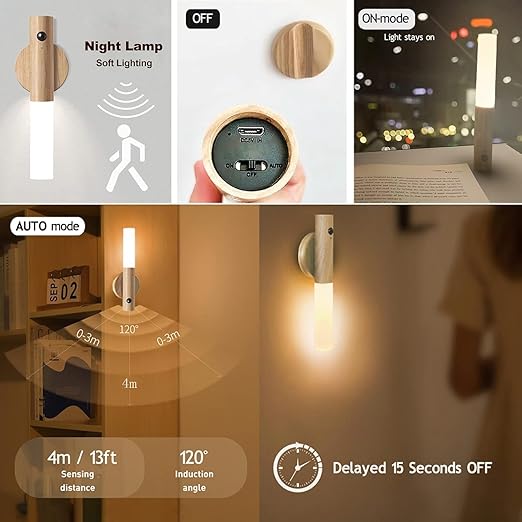 Motion Sensor Night Light Magnet Body Rechargeable LED (Buy 1 get 1 free)