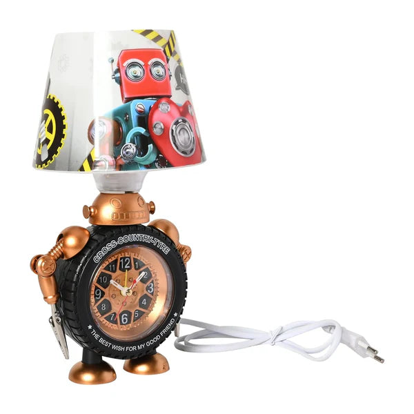 Analogue Desk Tyre Clock Table with Lamp