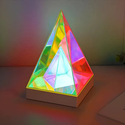 3D Pyramid Acrylic Touch Lamp – Color-Changing Decorative Lamp