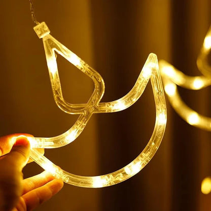 Diwali Curtain String Lights - 10 Diya Lights & 138 LED Lights (Warm White) ✨