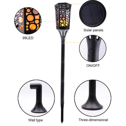 Solar Hexagon Torch Light Flame (Warm White)
